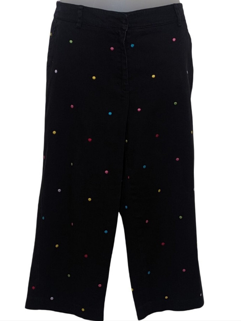 Briggs New York | Black Wide-Leg Cropped Capri  | Polka Dots | Petite | Chic |